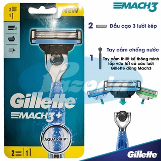 Dao cạo râu 3 lưỡi Gillette Mach 3+ (1 tay cầm và 2 đầu cạo)
