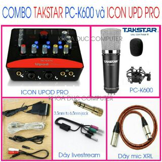 [Mã ELHACE giảm 4% đơn 300K] Combo bộ livestream thu âm mic Takstar PC K600 + Soundcard Icon Upod Pro + Full phụ kiện