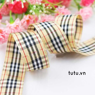 RUY BĂNG LỤA 25MM HỌA TIẾT KẺ CARO BUBBERRY HT25-056
