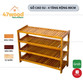 Kệ dép 4 tầng 80cm gỗ cao su tự nhiên