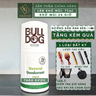 Lăn khử mùi Bulldog Original Natural Deodorant - 75ml | Mùi Thảo dược - Khử mùi 24 giờ
