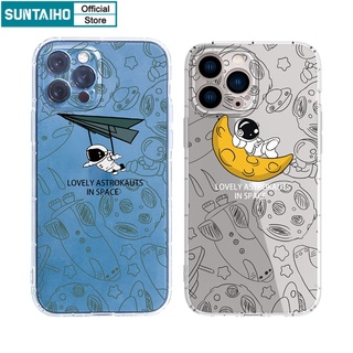 Ốp lưng iphone Ốp điện thoại Suntaiho bằng TPU trong suốt in hình phi hành gia cho IPhone 13 12 11 Pro Max X Xs Max XR 8 7 6 6S Plus