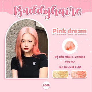 Thuốc nhuộm tóc màu HỒNG ĐÀO của Buddyhair,Buddyhairs tặng kèm 1 Thuốc tẩy tóc nhỏ 50k , găng tay , mũ trùm tiện lợi