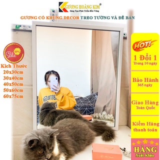 gương để bàn decor màu đen trắng nâu vân gỗ kích thước 40x50 cm guonghoangkim mirror HK5001
