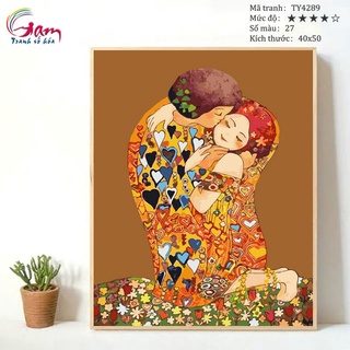 Tranh trang trí tự tô màu theo số Gam The Kiss cách điệu TY4289