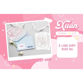 Set giấy line art tập tô màu Tanuki x Chè "Xuân"