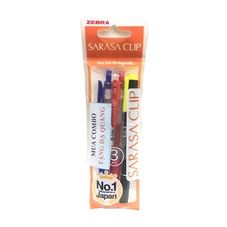 Combo Sarasa Clip 2 -  2 Viết Bi Sarasa Clip ( Màu Xanh + Màu Đỏ ) (Tặng Kèm 1 Dạ Quang ) - Maped