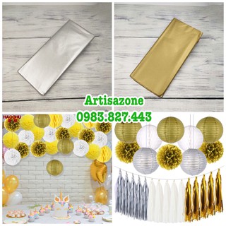 Giấy làm hoa cầu - Tissue paper nhũ vàng, nhũ bạc (Số lượng 10 tờ - 1 màu)
