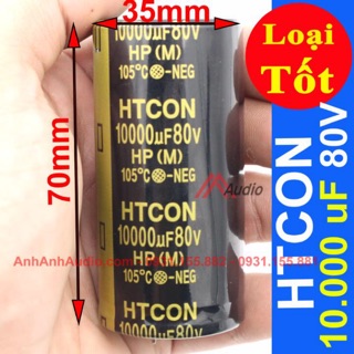 Tụ lọc nguồn amply HTCON hoặc PTCON 10.000 UF 80V hàng xịn , 01 cái tụ 10.000 uf 80v