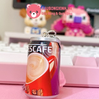 Móc Khóa hình Lon Cafe, Móc Treo Nescafe kèm chuông siêu cute, Quà Tặng sưu tầm, sinh nhật