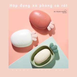 [SIÊU XINH] Hộp đựng xà phòng cà rốt dễ thương có đáy thoát nước có nắp