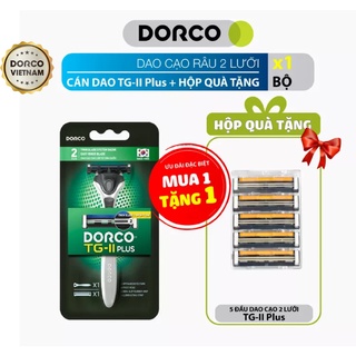 Dao cạo râu 2 lưỡi và Hộp quà tặng 5 đầu dao Dorco TG-II Plus