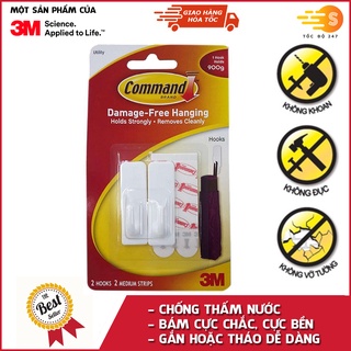 Bộ 2 móc treo đồ dán tường cường lực siêu dính 900g Command 3M 17501