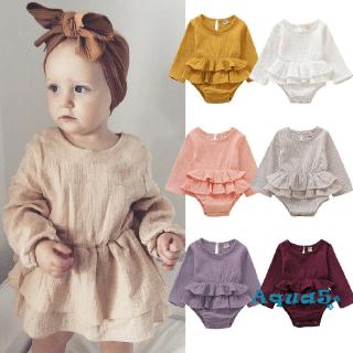 Đầm cotton lanh tay dài thời trang xinh xắn cho bé gái