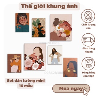 Set 7 tranh dán tường mini TGKA, dày 5mm tranh decor, sticker có sẵn băng keo 2 mặt