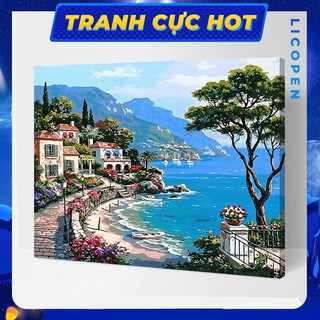 [CÓ SẴN] Tranh Tô Màu Theo Số Licopen - Tranh Phong Cảnh Biển MS33