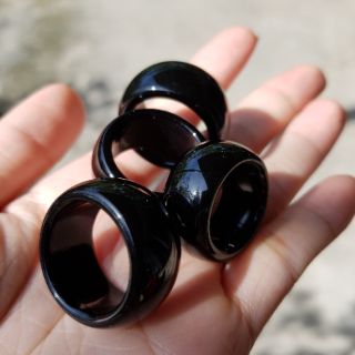 Nhẫn Nam Bản To Đá Màu Đen