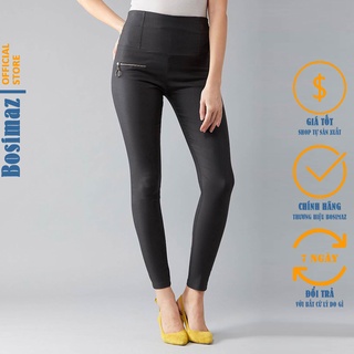 Quần Legging Nữ Bosimaz MS256 dài túi sau màu xám có khóa kéo bên phải, thun co giãn 4 chiều, vải đẹp dày, thoáng mát.