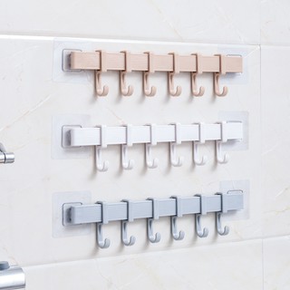 Thanh treo đồ 6 móc Dán Tường Nhà Tắm,Nhà bếp, Tủ Quần Áo không cần khoan đục Siêu Chắc #C667