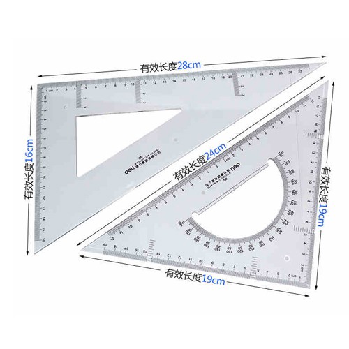 Bộ Thước Eke 28cm Deli 6430