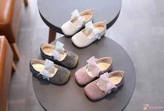 Giày Sneaker Đính Nơ Và Kim Sa Cho Bé Gái
