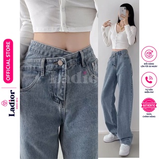 Quần Baggy Jean Nữ Cạp Cao Đai Chéo Hack Dáng Ống Rộng Dáng Suông Quần Bò Nữ Ulzzang Vải Bò Đẹp Có BigSize Ladior Store
