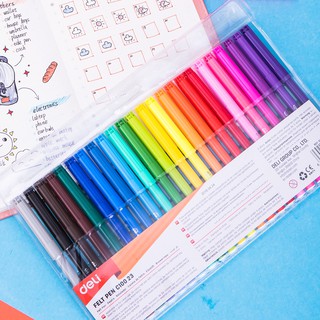 Bút màu lông  1.0mm Deli, 12 màu/18 màu/24 màu/hộp -  fiber pen - EC10003/EC10013/EC10023 .