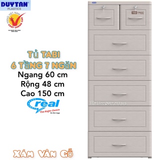 Tủ nhựa duy tân TABI 6 Tầng-7 Ngăn Màu Vân Gỗ Xám