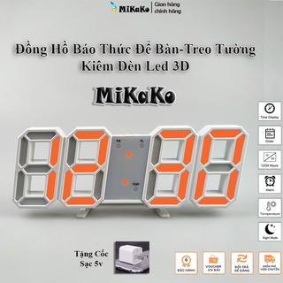 [Mã giảm 10% đơn 99K] Đồng Hồ Led 3D Kỹ Thuật Số MiKaKo MKM-168. Để Bàn - Treo Tường, Làm quà tặng. Tặng Củ Sạc 5V