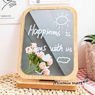Gương gỗ để bàn decor vintage phong cách Hàn Quốc, gương trang điểm