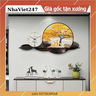Đồng Hồ Treo Tường- Tranh Trang Trí Nhà Cửa-Hoạ Tiết Thiên Nhiên-Mã 336-Kt 100*60cm-decor tường đẹp,rẻ-quà tặng ý ngĩa