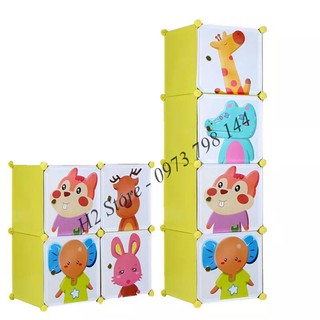 [NHIỀU MẪU] TỦ NHỰA LẮP GHÉP 4 Ô VÁCH VÀNG ĐỂ ĐỒ CHO BÉ ĐA NĂNG THÔNG MINH sâu 47cm