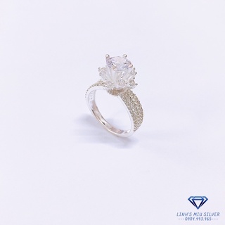 Nhẫn nữ bạc thật gắn đá cao sang chảnh LINH MIU SILVER