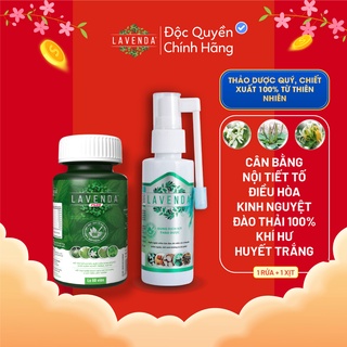 Combo xóa sổ Khí hư, Huyết trắng, Nấm ngứa, Khử mùi hôi (1 xịt Lavenda 60 ml + 1 uống Lavenda Plus 50g)