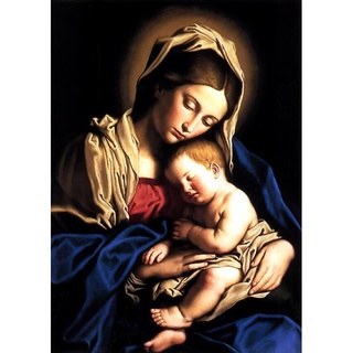 Tranh Đính Đá ĐỨC MẸ (ĐÁ ABC CAO CẤP). Kích Thước: 65cm x 48cm