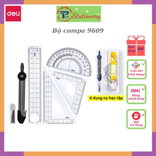 Bộ compa học sinh Deli Gồm 6 dụng cụ/bộ - E9609