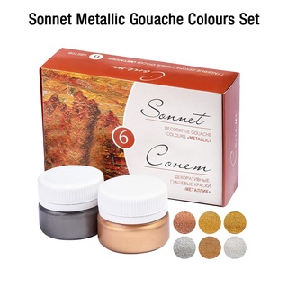 MÀU GOUACHE SONNET 6 MÀU METALLIC (20 ML / HỦ)