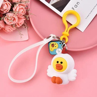 Móc khoá con thú - vịt vàng trắng