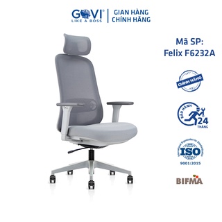 Ghế công thái học Ergonomic GOVI Felix F6232A-HS - Tựa đầu điều chỉnh độ cao, tựa tay 3D nâng hạ, mâm ghế ngả 135 độ