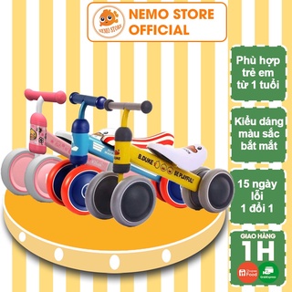 Xe chòi chân cho bé 1 tuổi 2 tuổi tập đi khung thép 4 bánh tự thăng bằng