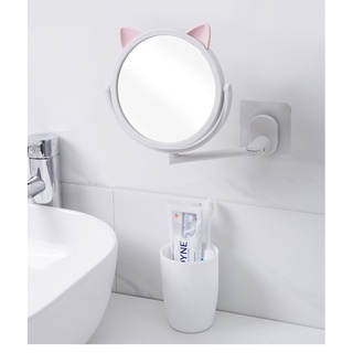 Gương trang điểm treo tường tiện dụng nhà tắm xoay 360 độ - Gương tròn treo tường hình tai mèo dễ thương tiện dụng