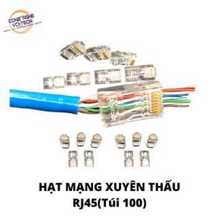 Hạt mạng xuyên thấu RJ45 AMP/Commscope PN 6-554720-3 (Cat5/Cat6 chân đồng hộp 100c Chính hãng giá có VAT)