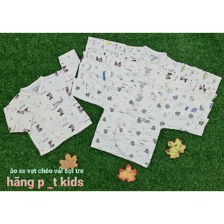 Áo sơ sinh dài tay khuya vạt chéo cotton sợi tre đẹp cho bé