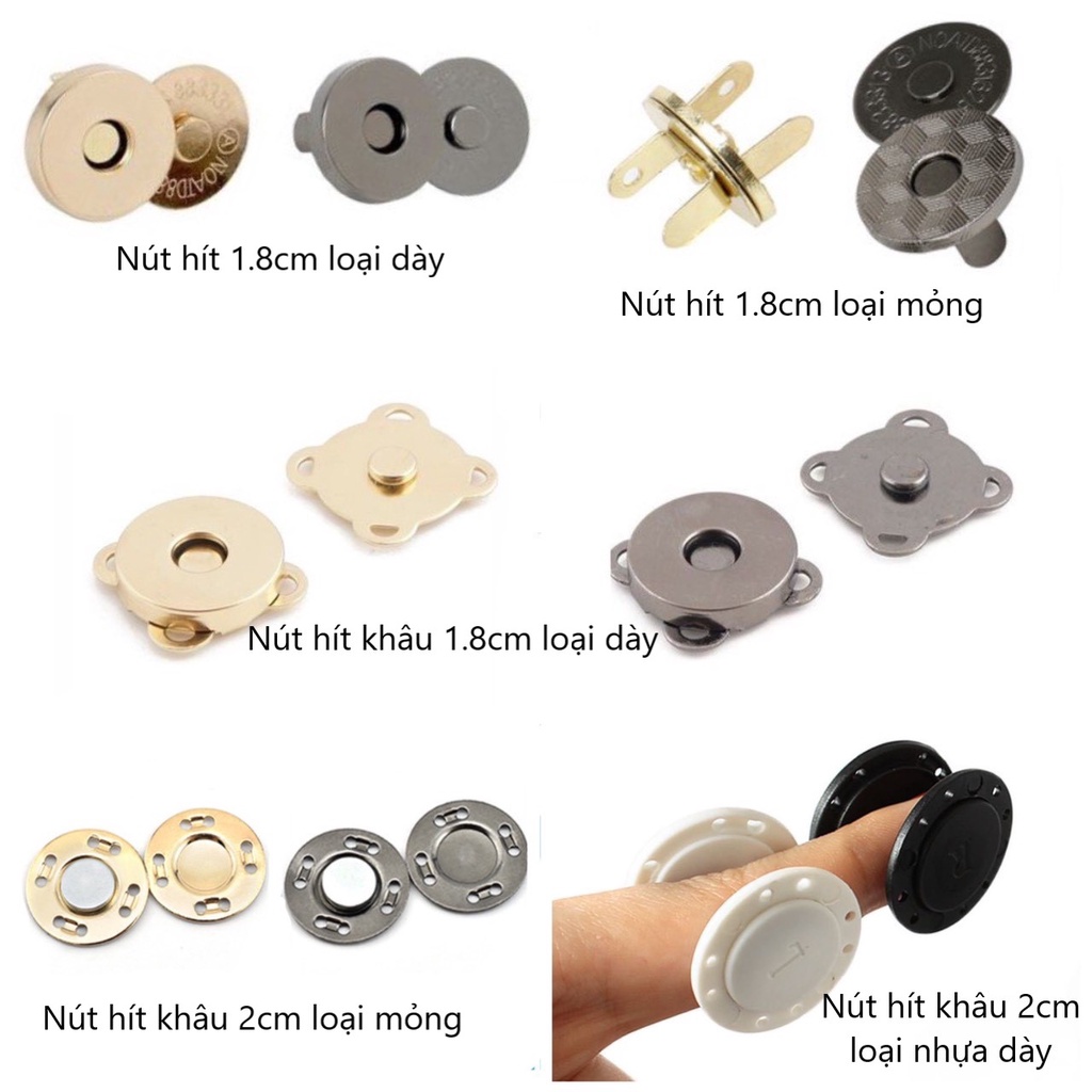 Combo 2 cái nút hít, nút nam châm, phụ kiện túi xách