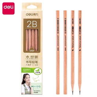 Set Bút chì lục giác thân gỗ Deli thân thiện môi trường - loại 2B - 1 hộp 12 chiếc - 30 chiếc