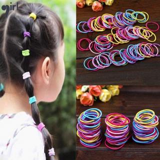 Hộp 100 dây cột tóc nhiều màu sắc dễ thương cho bé gái