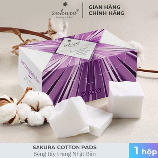 [CHÍNH HÃNG SAKURA] HỘP 60 MIẾNG BÔNG TẨY TRANG CAO CẤP SAKURA 100% TỪ NHẬT BẢN PHIÊN BẢN GIỚI HẠN – BÔNG TẨY TRANG