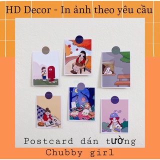 [ FreeShip ] Set 6 tấm thiệp postcard CHUBBY GIRL Có sẵn decor trang trí phòng cực xinh