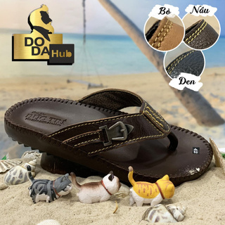 Dép nam Xỏ ngón BH1 NĂM phiên bản Đế Cải tiến Da bò 3 màu Đức Trí Dép da Nam MXKC3