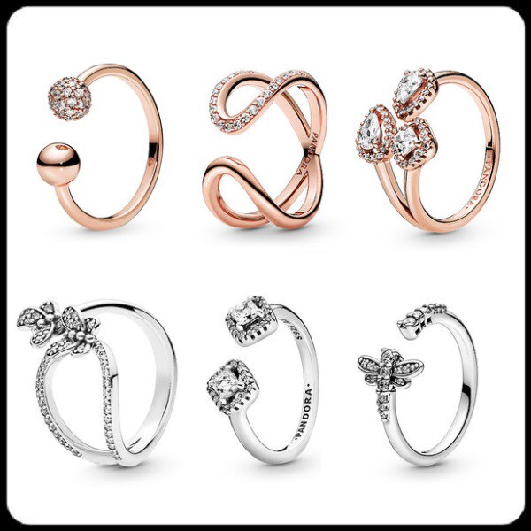 Silver Rose Gold Bead Open Ring